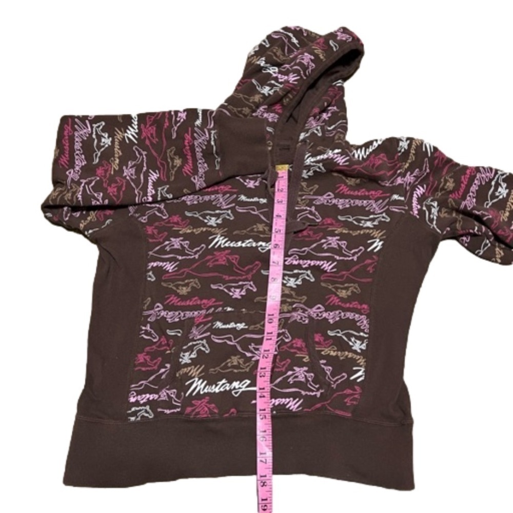 Ford Mustang Brown Pullover Logo & Horses Cotton Polyester Lining Junior Size L - Picture 8 of 9